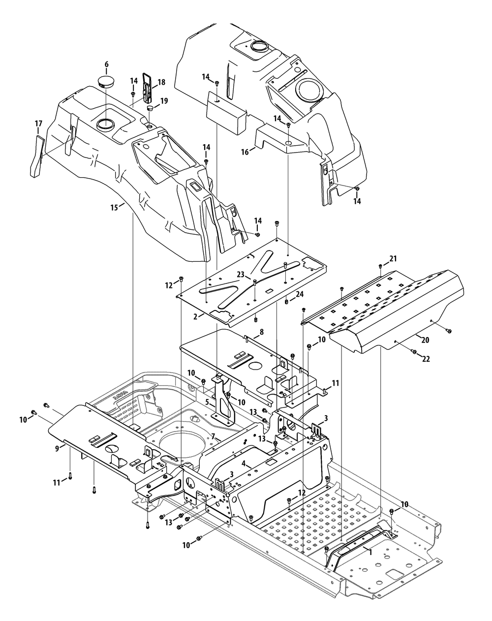 Operators Platform Diagram and Parts List for Z-FORCEL60 (17ASDALD010)(2014) Cub Cadet Lawn Tractor